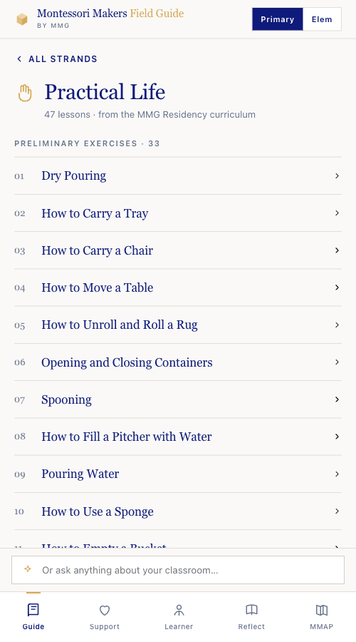 Field Guide app: lesson walkthrough library