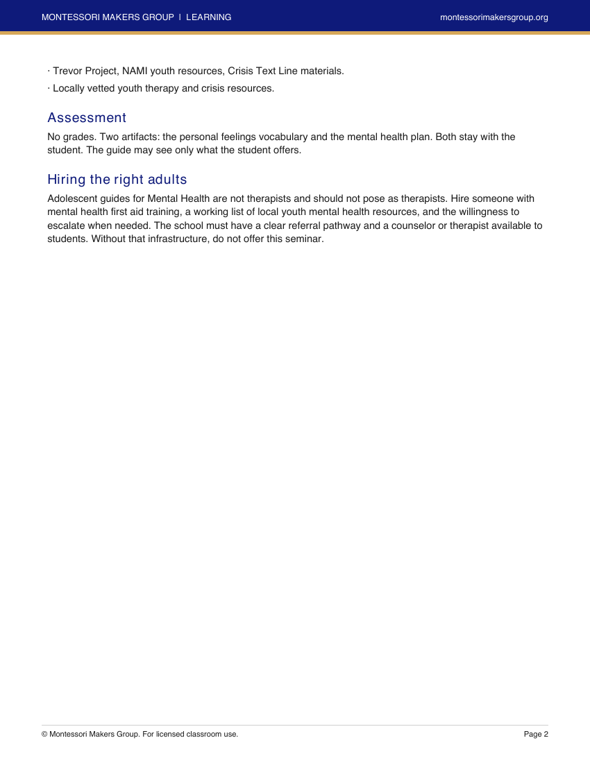 Adolescent Self-Construction Bundle (Six Seminars), actual sample page 2